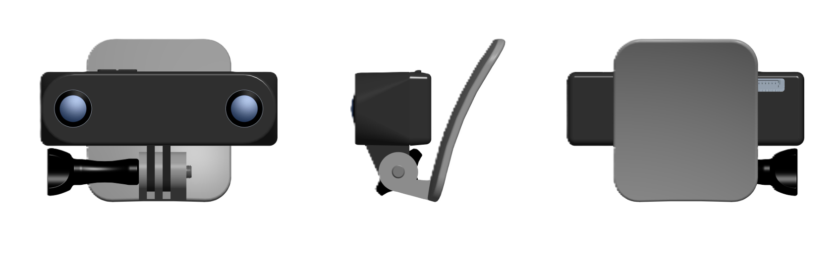 Tok Vision ego capture device — front, side, and rear views